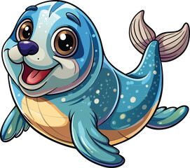 A cute cartoon seal fish vector illustration