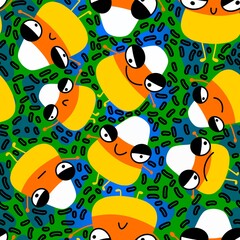 Fototapeta premium Cartoon Halloween sugar monsters seamless candy corn pattern