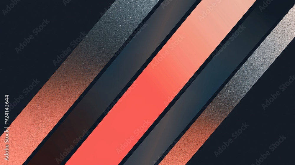 Poster abstract background with diagonal stripes in coral, silver, and teal colors creating a dynamic compo