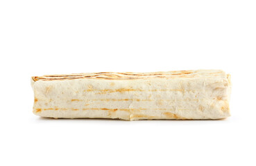 Tasty shawarma on white background