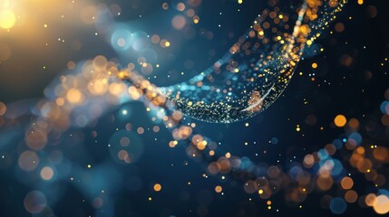 Abstract Bokeh Background with Golden and Blue Lights
