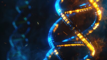 DNA Double Helix with Glowing Lights