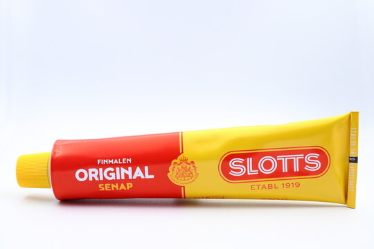 Swedish mustard called senap. Slotts original.
