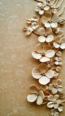 Ornate Floral Wood Carving on Textured Background