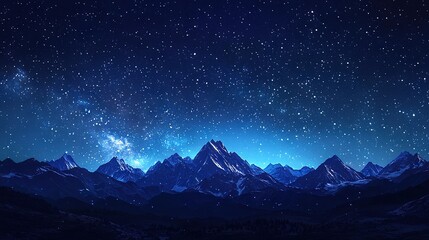   A stunning image of mountains at night, under a star-studded sky