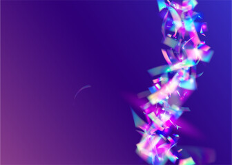 Party Effect. Foil Iridescent Explosion. Pink Laser Ribbon. Festive Confetti. Carnival Background. Rainbow Banner. Retro Element. Isolated Design. Blue Party Effect