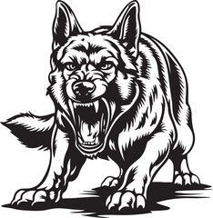 German Shepherd Angry Stylized Vector Illustration