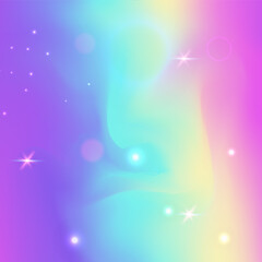 Magic Pattern. Pink Unicorn Invitation. Girl Background. Iridescent Mystical Invite. Purple Pastel Hologram. Lilac Blurred Gradient. Rainbow Backdrop. Stars Magic Pattern.