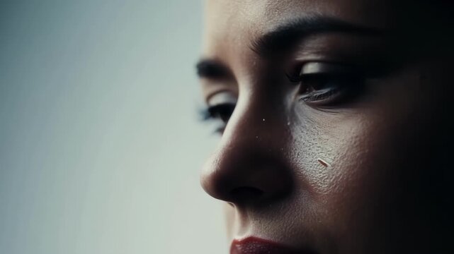 Close up of a young woman with a scar under her eye, bringing awareness to the issue of domestic violence and the lasting impact it can have