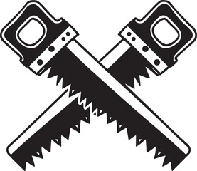 Hand Saws Crossed Silhouette Vector