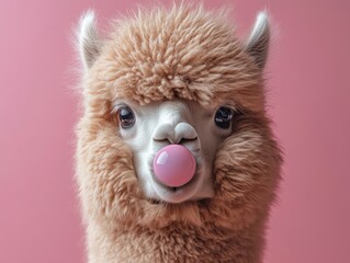 Cute Alpaca Chewing Bubble Gum