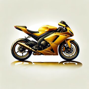 Yellow Motorcycle Design Concept Illustration on a White Background