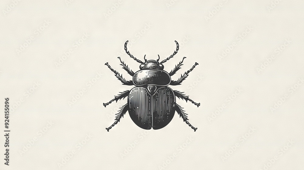 Poster black bug on white background with black bug outline