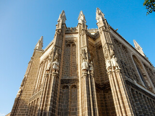 Naklejka premium The Monasterio de San Juan de los Reyes shoun the Towers and Spires on the Roof in Toledo, Spain