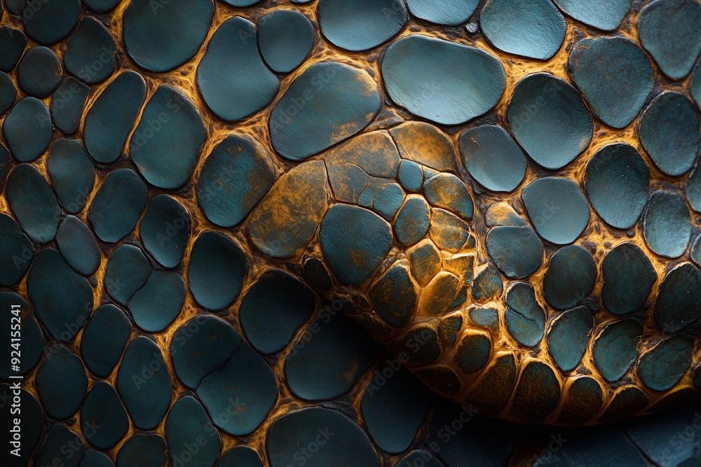 Poster detailed close-up of textured reptile skin with intricate patterns, highlighting colors and shapes d
