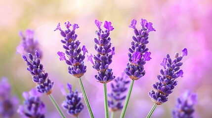 Obraz premium Close-up of lavender flowers with blurred purple flowers in the background