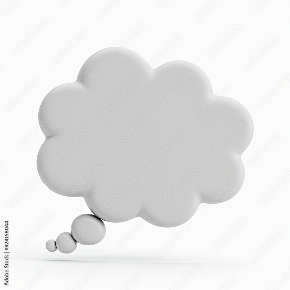 Poster a 3d rendering of a speech bubble with a cloudy shape on a plain white background.
