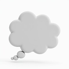 Obraz premium A 3D rendering of a speech bubble with a cloudy shape on a plain white background.