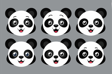 Naklejka premium set of funny panda vector illustration, silhouette, logo icon and line art Bundle files 