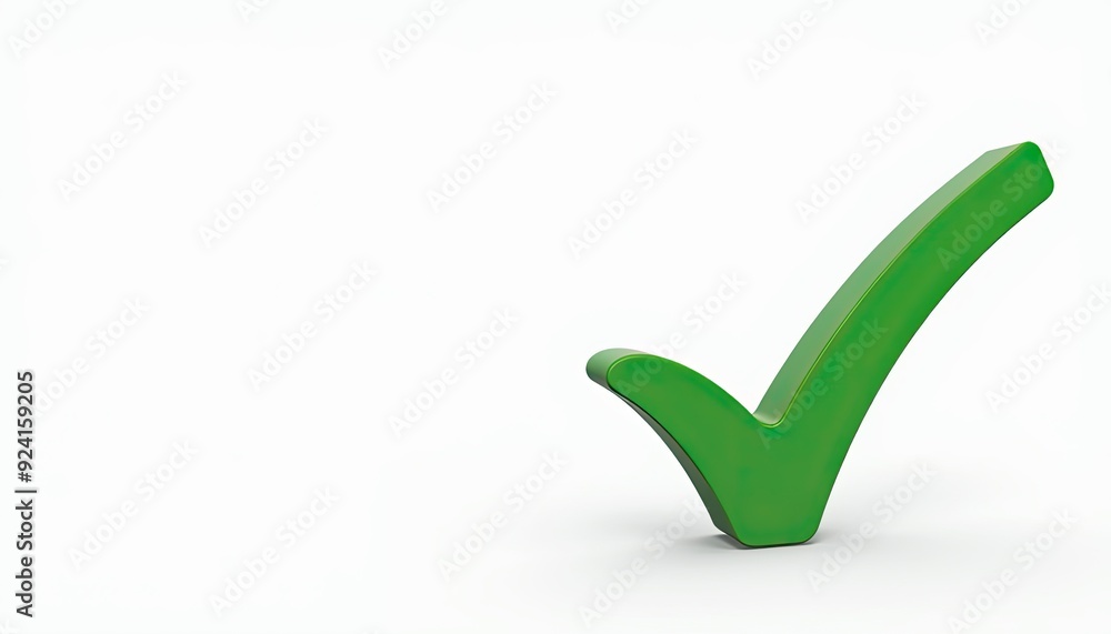 Poster a large, green check mark on a white background symbolizing correctness or approval.