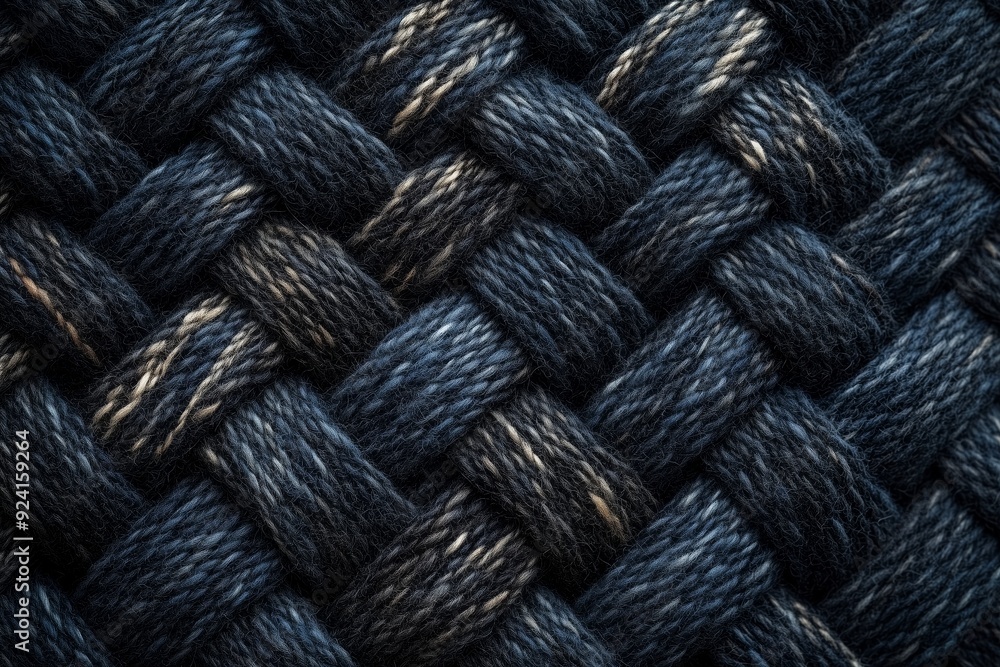 Poster close-up of dark woven fabric showcasing intricate texture and pattern