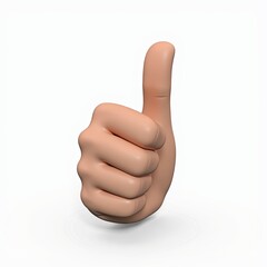 3D rendering of a hand showing a thumbs-up gesture on a white background.