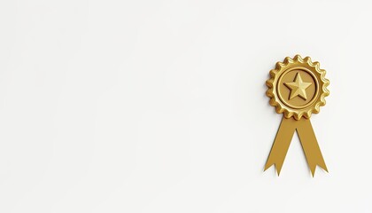 A gold star award ribbon on a plain white background, symbolizing achievement and excellence.