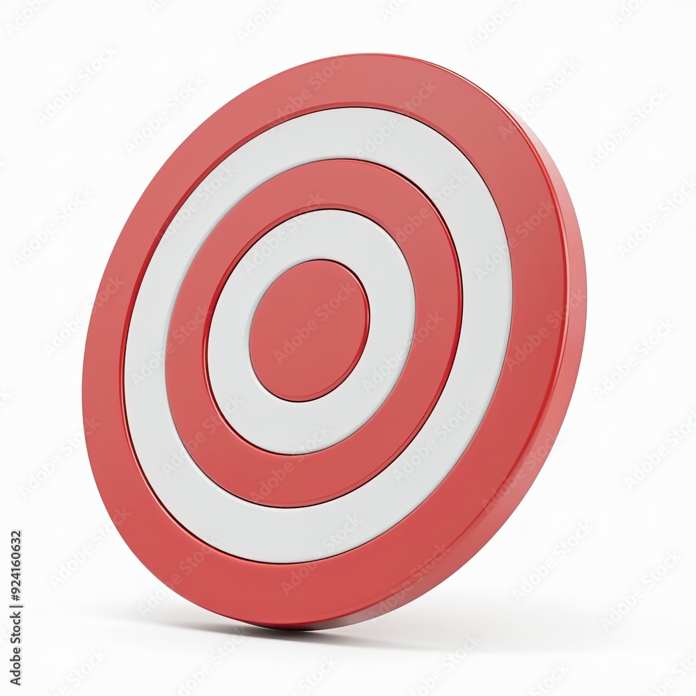 Poster red and white target symbol with concentric circles on a white background.