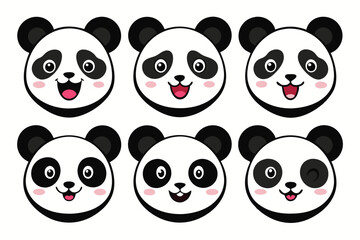 set of funny panda vector illustration, silhouette, logo icon and line art Bundle files 