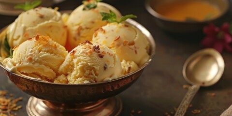 Homemade Gulab Jamun Ice Cream