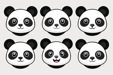 set of funny panda vector illustration, silhouette, logo icon and line art Bundle files 