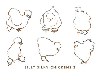 Silly Silkie Chickens Collection 2 - Outlines!