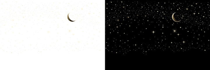 PNG Starry night sky crescent moon