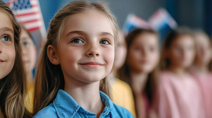Young Girl Smiling Vote Future Voters Election Presidential Campaign America School Learning