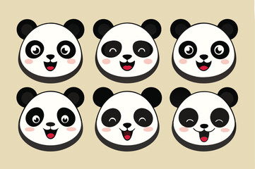 set of funny panda vector illustration, silhouette, logo icon and line art Bundle files 
