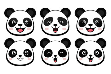 Naklejka premium set of funny panda vector illustration, silhouette, logo icon and line art Bundle files 