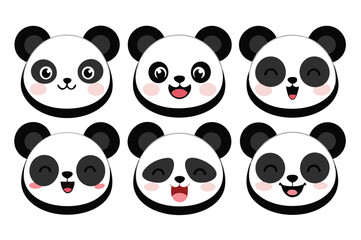 set of funny panda vector illustration, silhouette, logo icon and line art Bundle files 