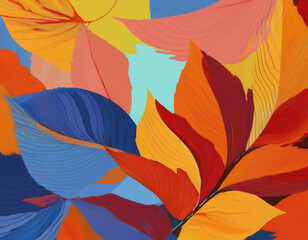Modern Minimalist Pattern Geometric Shapes and Abstract Leaf Forms for Autumn Designs