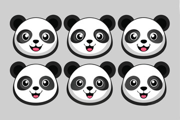 Obraz premium set of funny panda vector illustration, silhouette, logo icon and line art Bundle files 