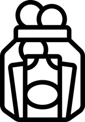 Line icon illustration of a glass jar full of money, perfect for topics about saving