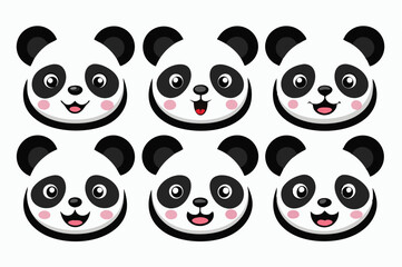 set of funny panda vector illustration, silhouette, logo icon and line art Bundle files 