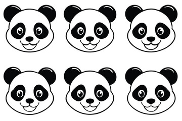 Fototapeta premium set of funny panda vector illustration, silhouette, logo icon and line art Bundle files 