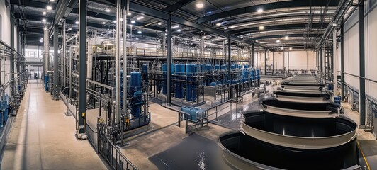Water treatment facility, showcasing multiple treatment tanks