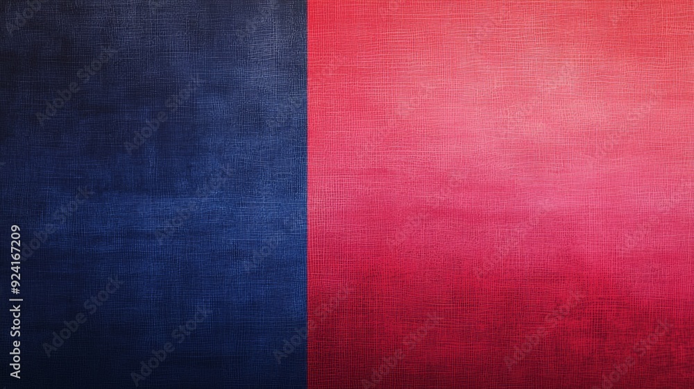 Poster deep blue and rich red color are separated by a vertical line, creating a dramatic contrast of color