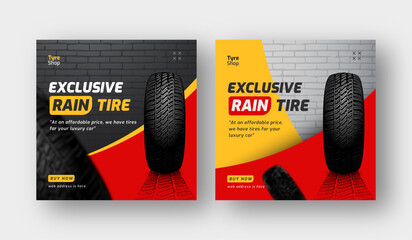 Tire shop social media post web banner template, auto repair shop banner