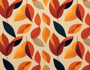 Modern Minimalist Pattern Geometric Shapes and Abstract Leaf Forms for Autumn Designs