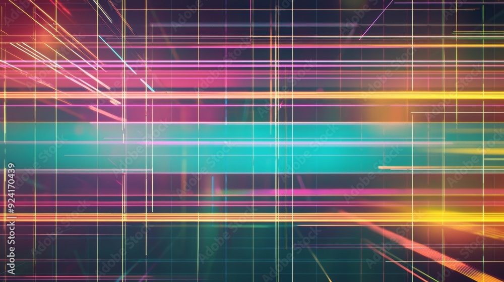 Poster abstract background with colorful glowing lines crossing and forming a modern grid. perfect for any 