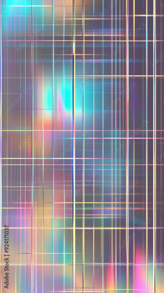 Poster vibrant grid pattern with glowing lines in neon colors, creating a modern and stylish backdrop