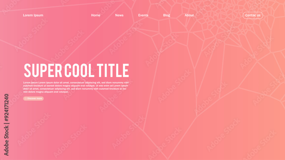Poster landing page abstract design with shattered elements. template for website or app.