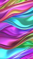 Fototapeta premium Abstract 3d rendering of colorful, smooth, shiny waves flowing and overlapping, creating a beautiful and elegant design. Perfect for any project that needs a touch of luxury and sophistication